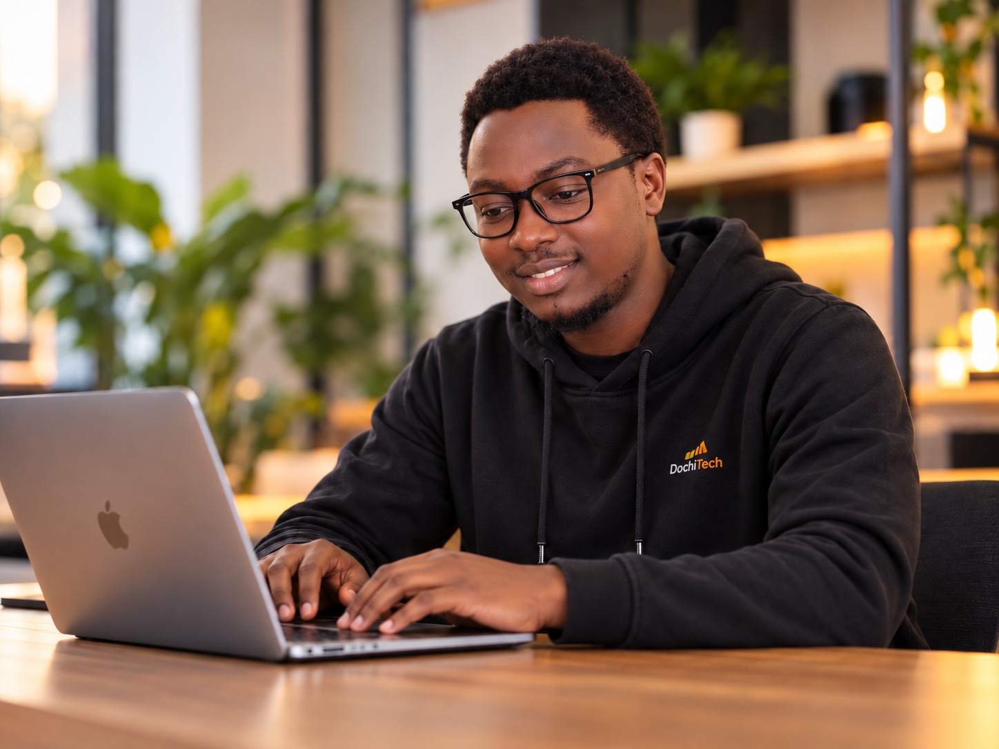 African man learning web design on a laptop